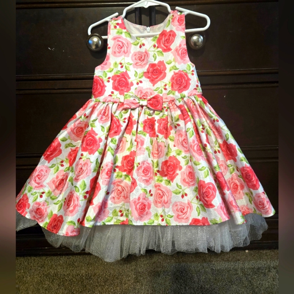 American Princess 4t Floral Dress with Tulle Skirt